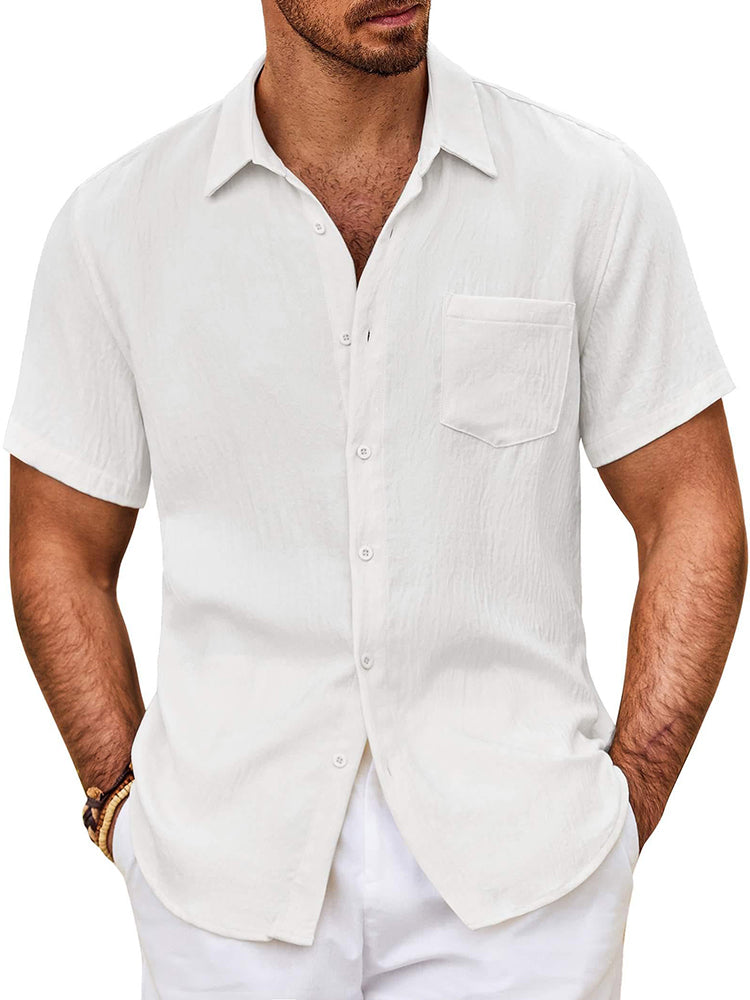 Camisa texturizada de manga corta con botones