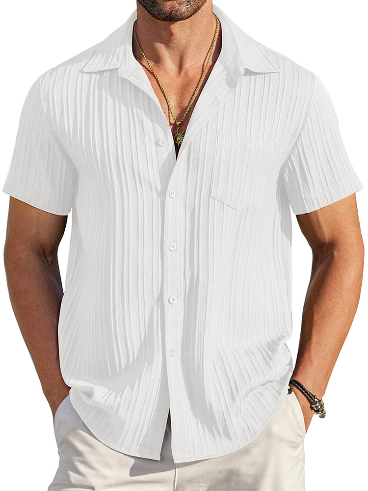 Camisa texturizada de botones casual