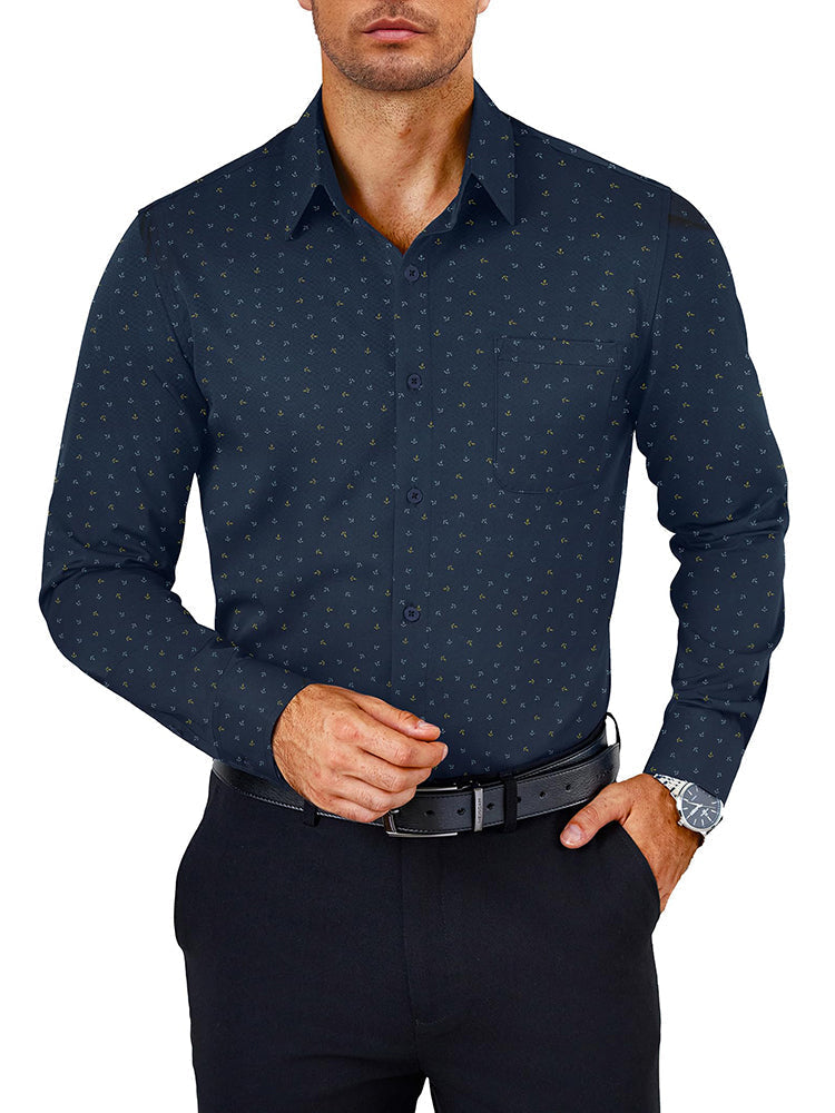 Camisa de vestir antiarrugas de botones