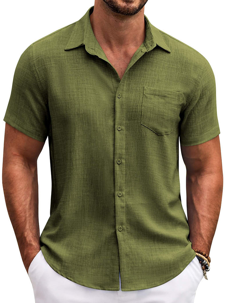 Camisa texturizada de manga corta con botones