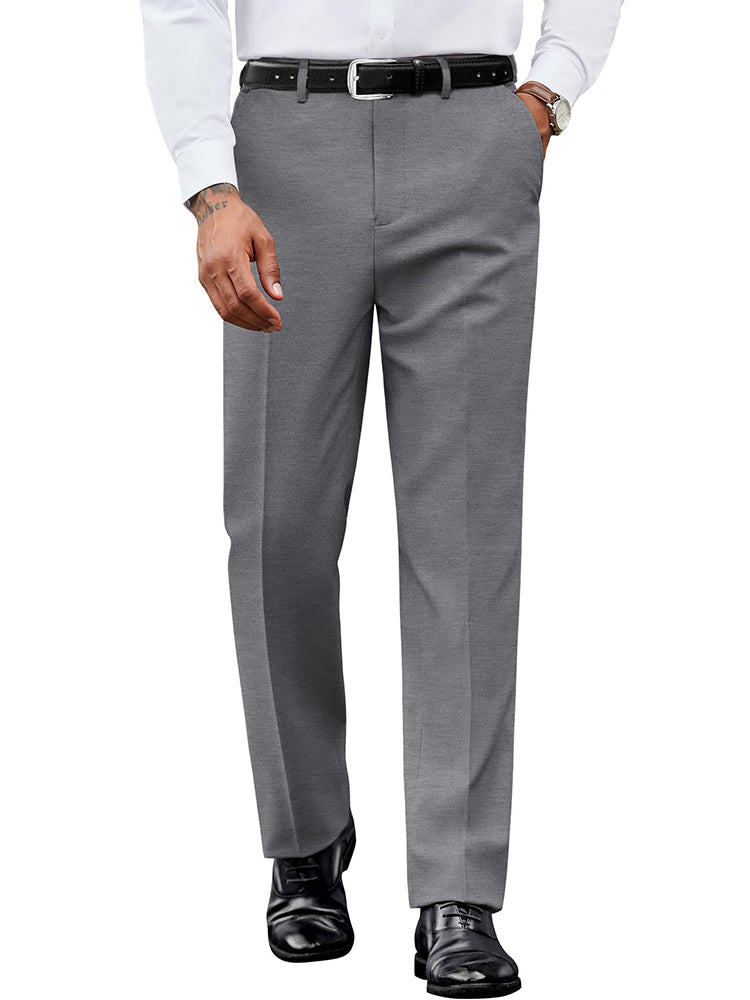 Pantalón de vestir frontal liso con cintura expandible