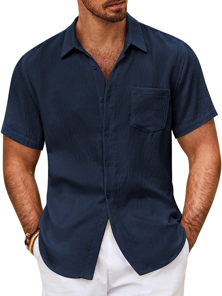 Camisa texturizada de manga corta con botones