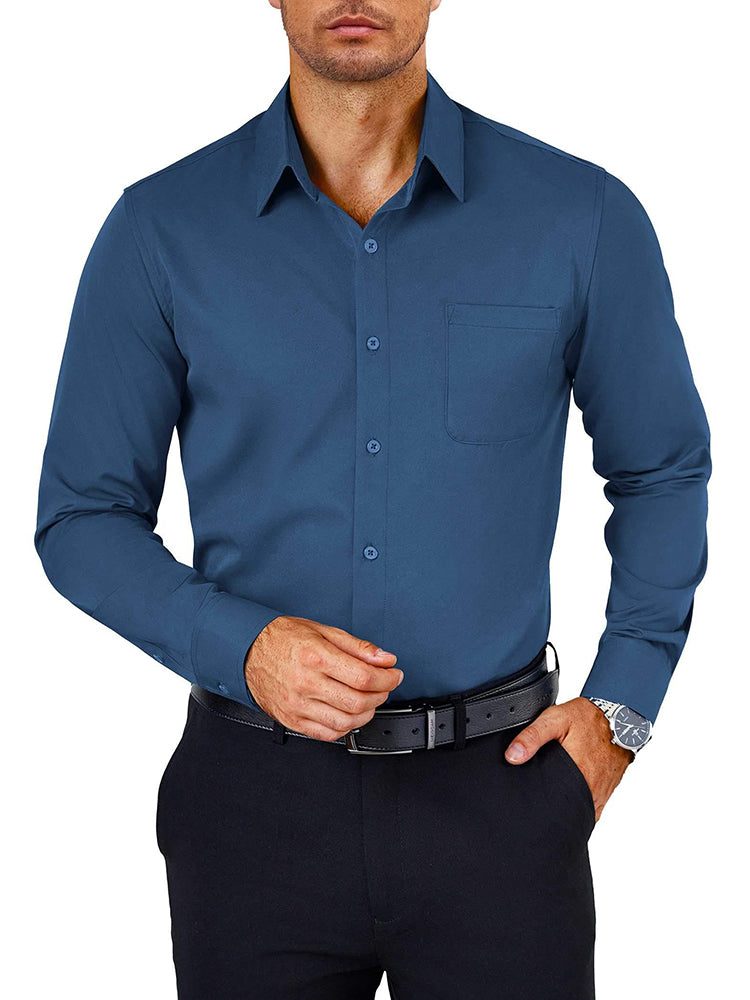 Camisa de vestir antiarrugas de botones