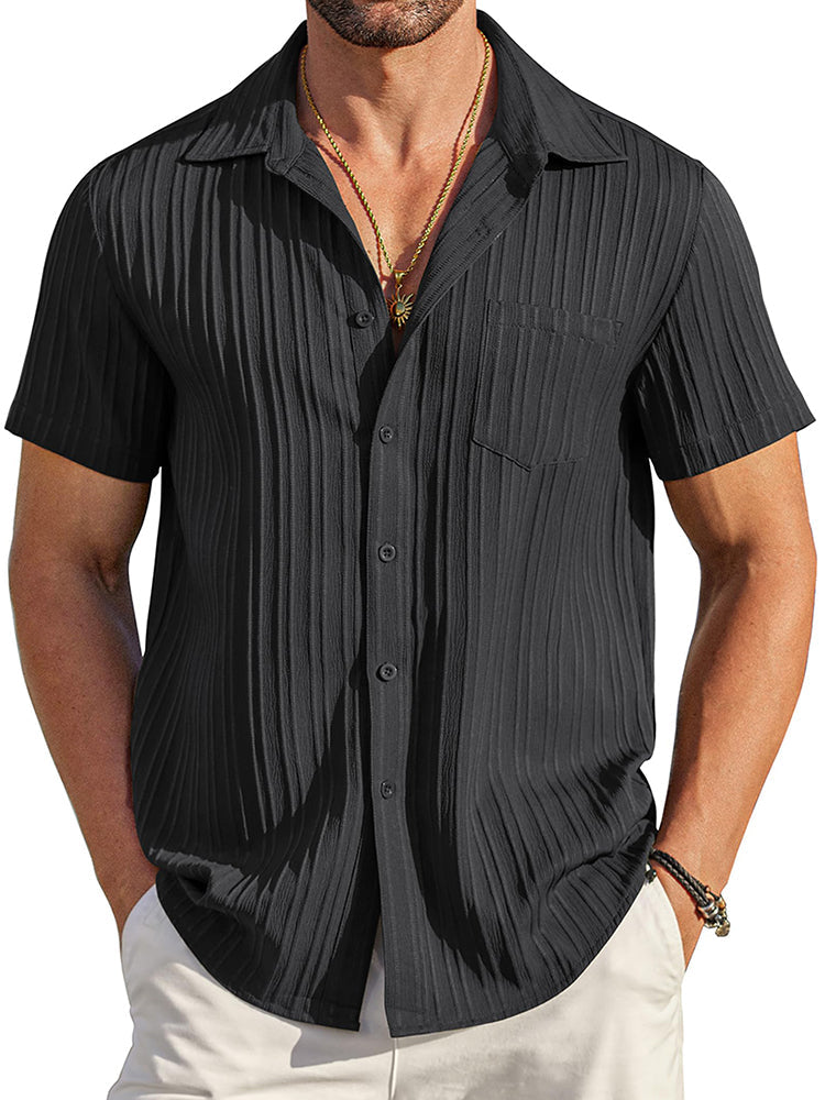 Camisa texturizada de botones casual