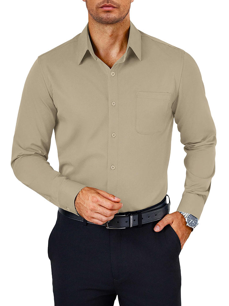 Camisa de vestir antiarrugas de botones