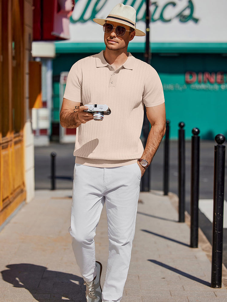 Polo de punto canalé casual