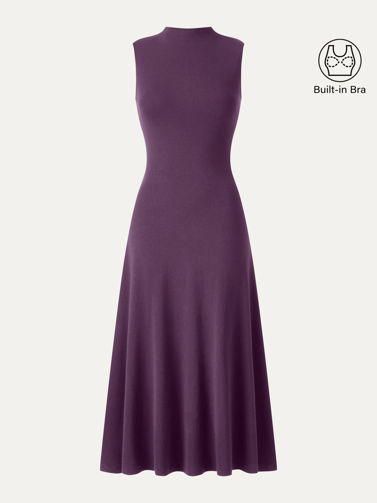 Vestido brami midi línea A de cuello alto sin mangas