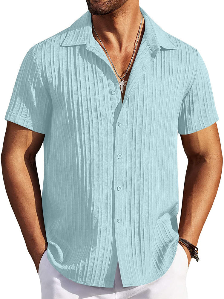 Camisa texturizada de playa de manga corta