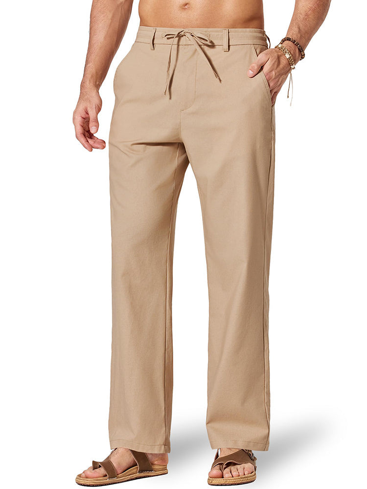 Pantalón cómodo de algodón y lino