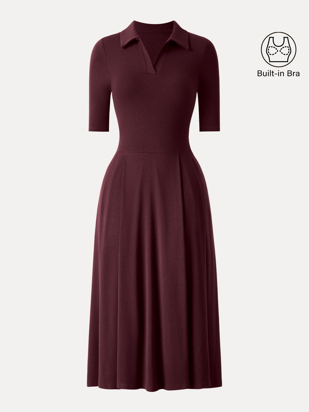 Vestido midi brami de cuello polo y manga a codo