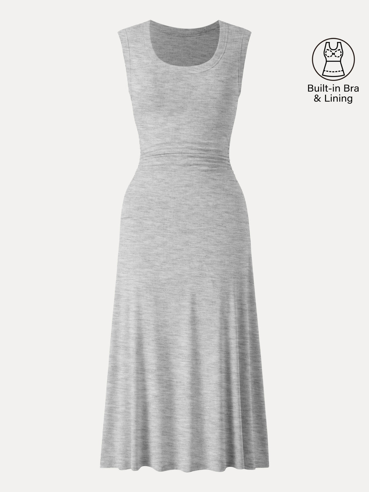 Vestido midi brami de escote redondo con fruncido lateral