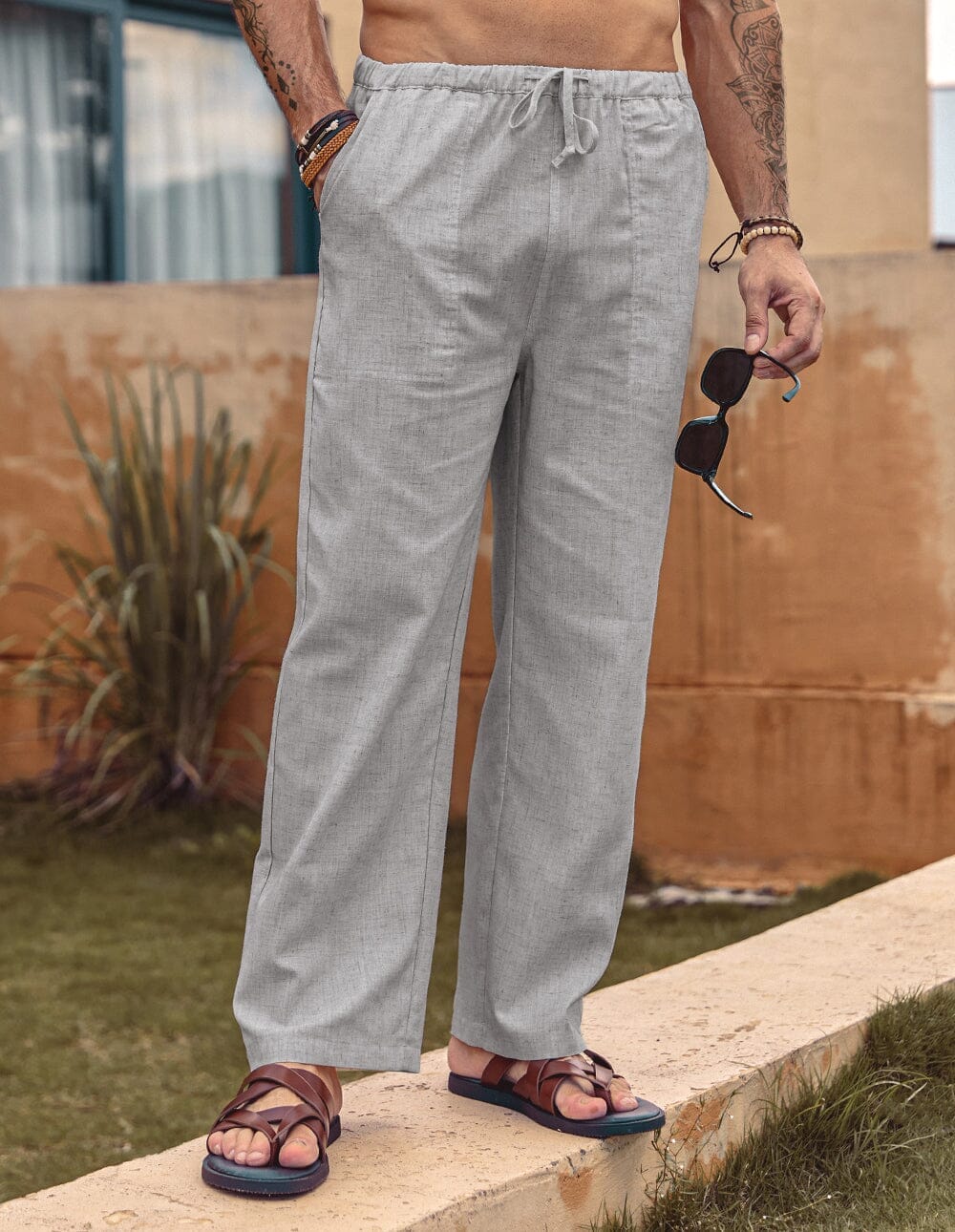 Pantalón holgado estilo lino