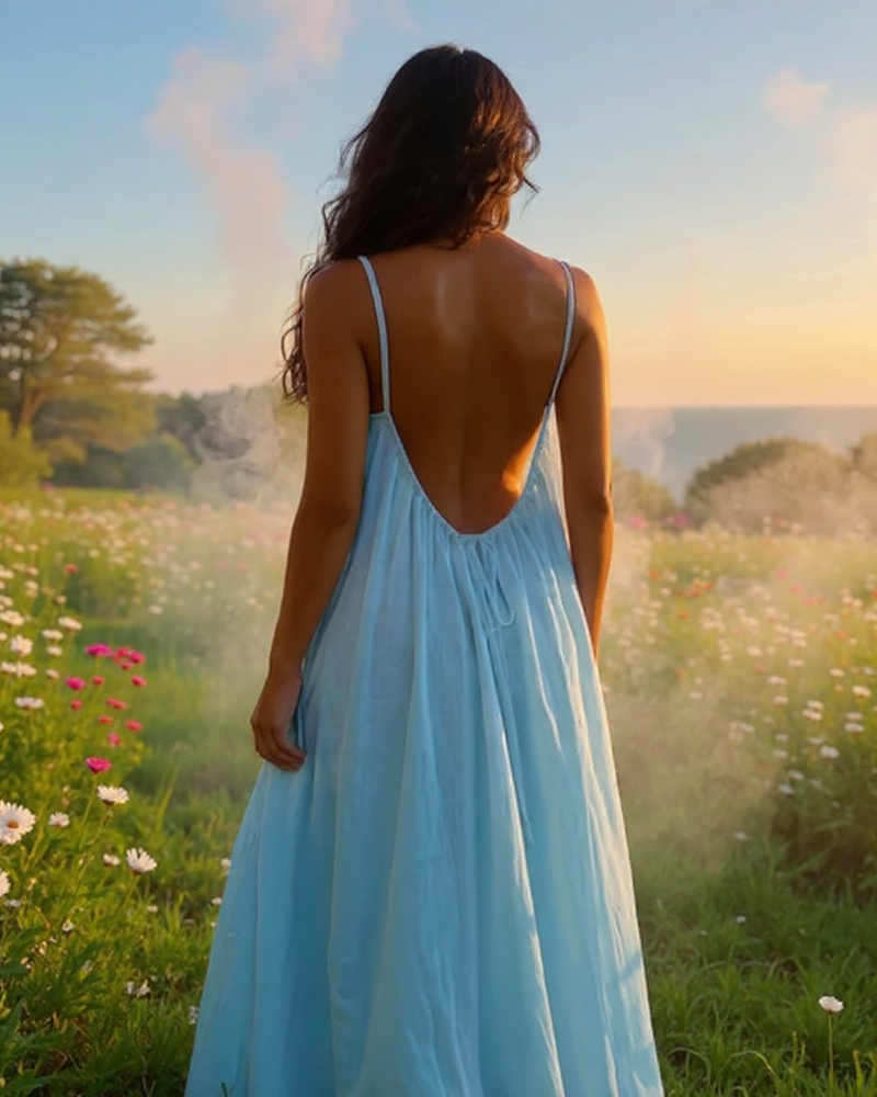 Vestido con espalda descubierta y tirantes finos