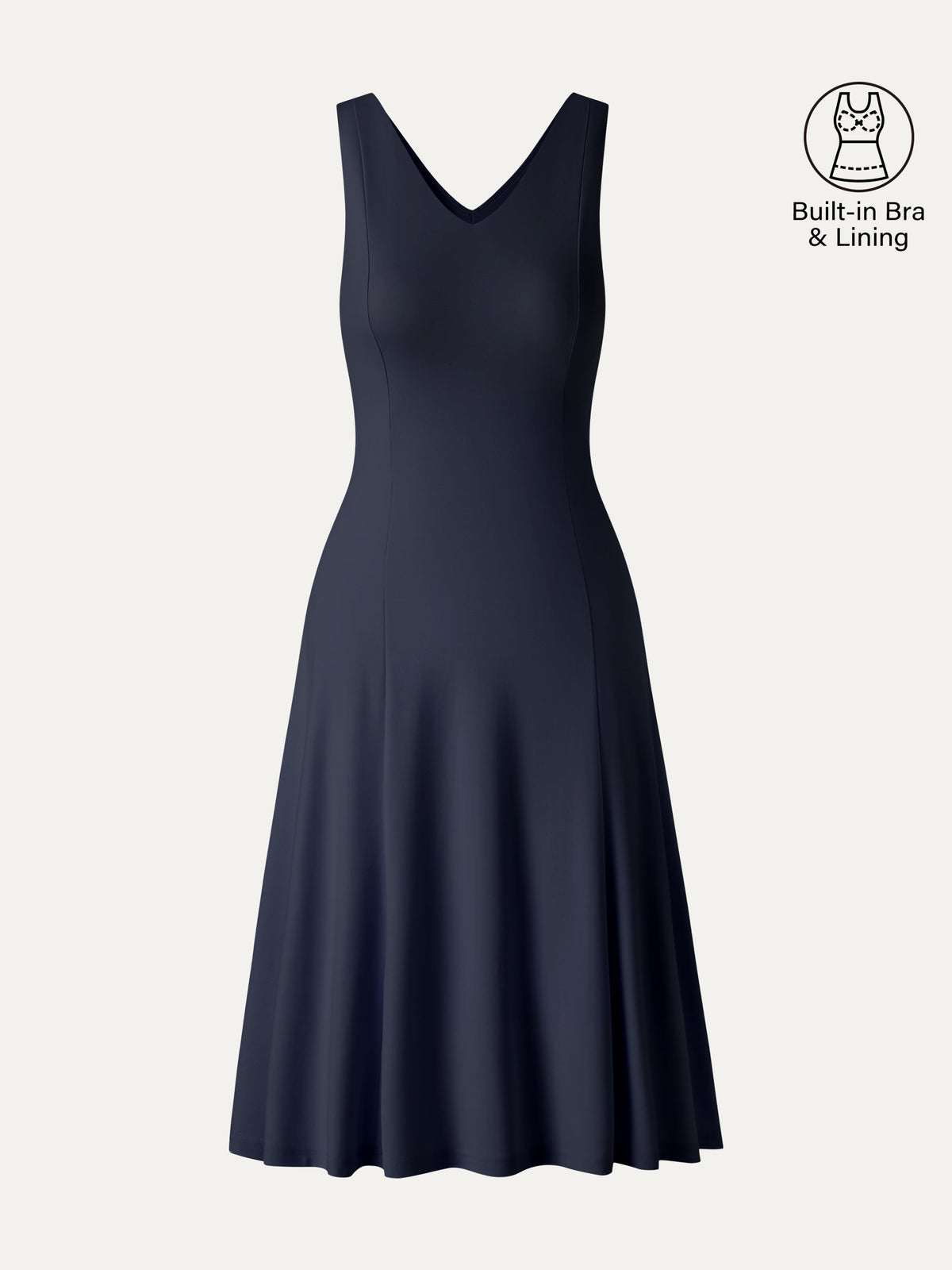 Vestido brami midi línea A de cuello en V, tacto fresco