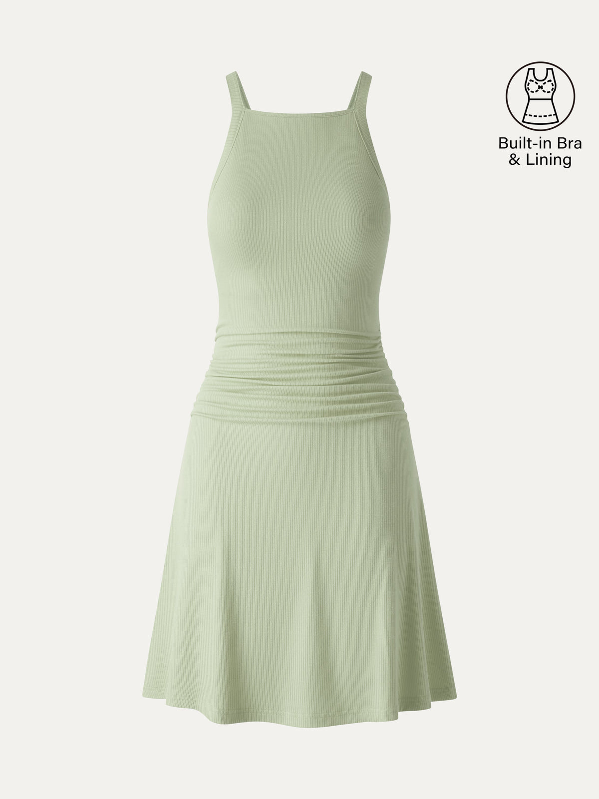 Vestido brami mini de cuello cuadrado fruncido, tacto fresco