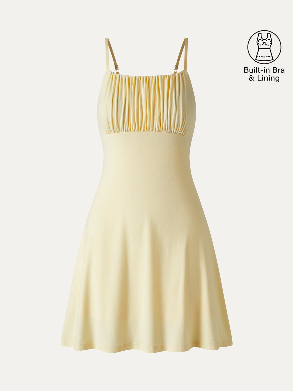 Vestido brami mini de cuello cuadrado fruncido con tirantes finos