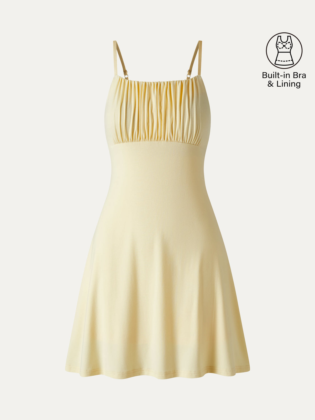 Vestido brami mini de cuello cuadrado fruncido con tirantes finos