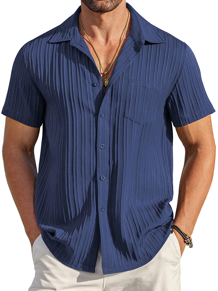 Camisa texturizada de botones casual