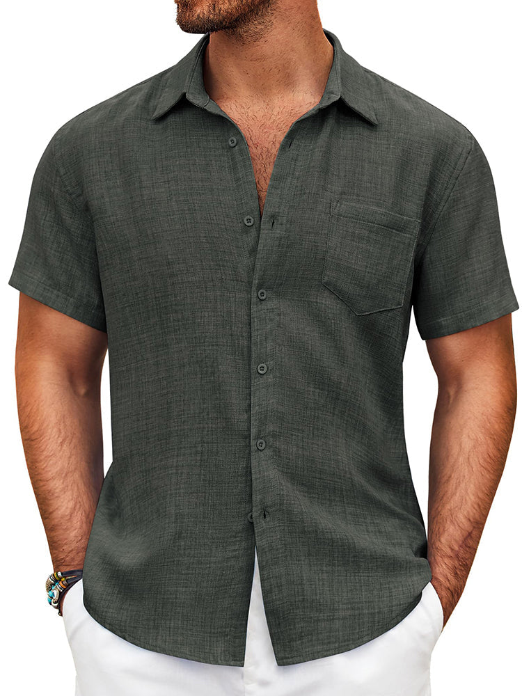 Camisa texturizada de manga corta con botones