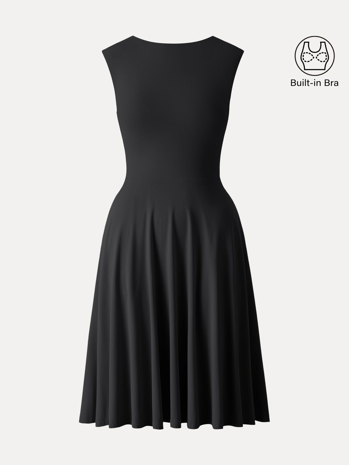 Vestido brami mini de cuello barco y hombros anchos con bolsillos