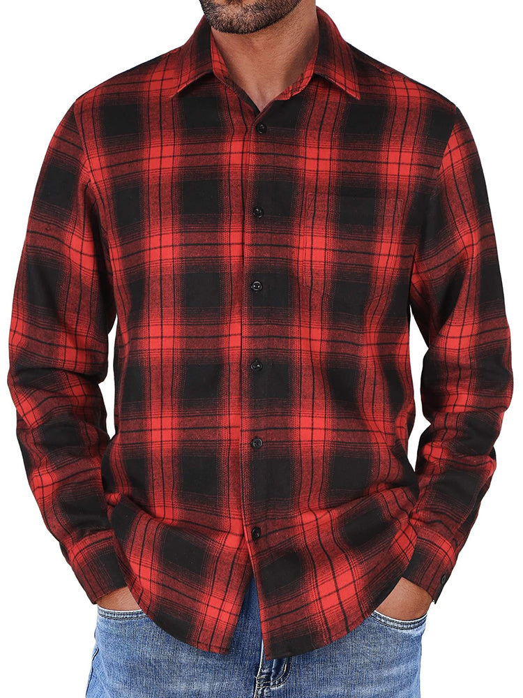 Camisa de franela a cuadros de botones