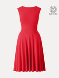 Vestido brami mini de cuello barco y hombros anchos con bolsillos