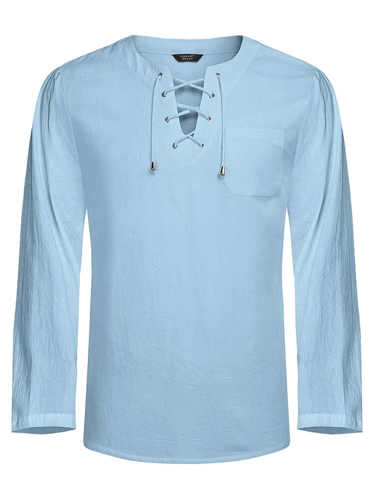 Camisa de lino y algodón con cordón ajustable