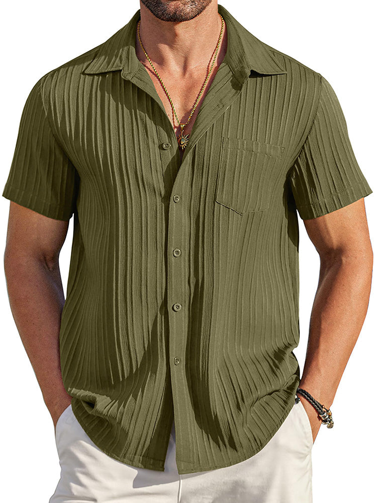 Camisa texturizada de botones casual