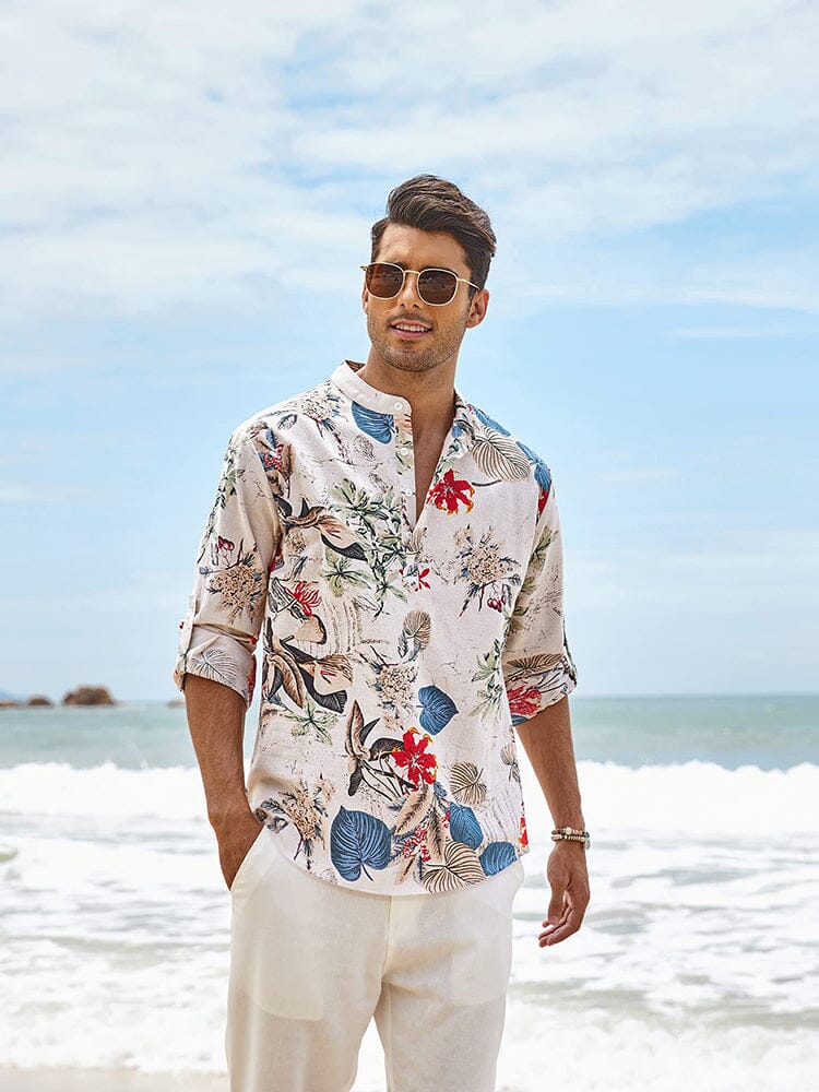 Camisa henley de algodón y cáñamo