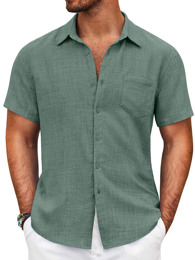 Camisa texturizada de manga corta con botones