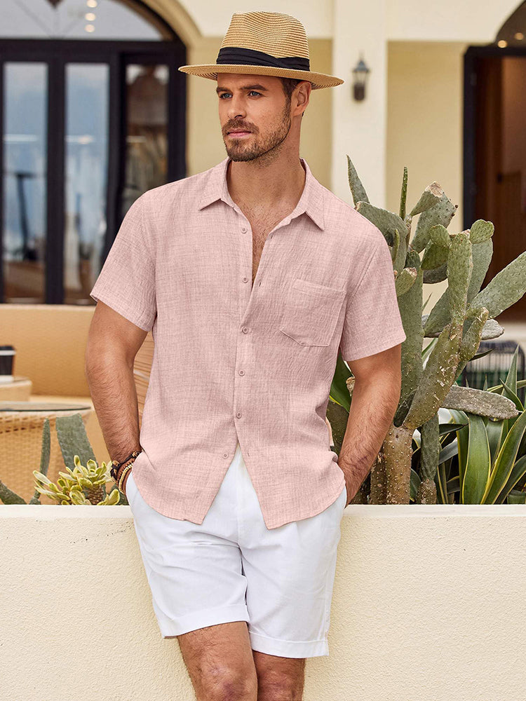 Camisa texturizada de manga corta con botones
