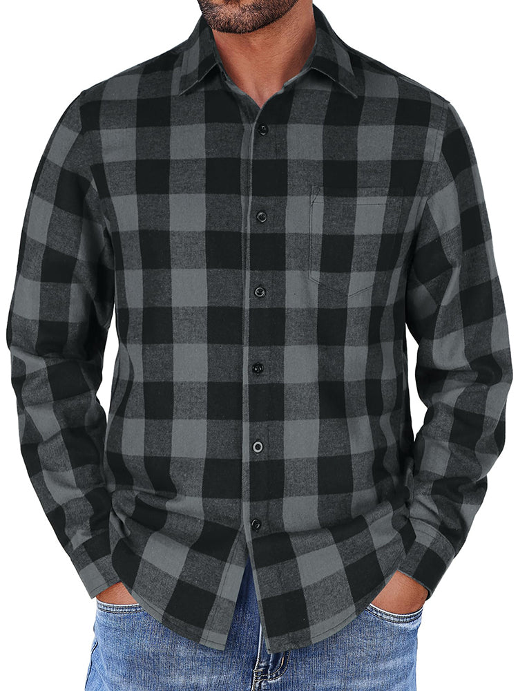 Camisa de franela a cuadros de botones