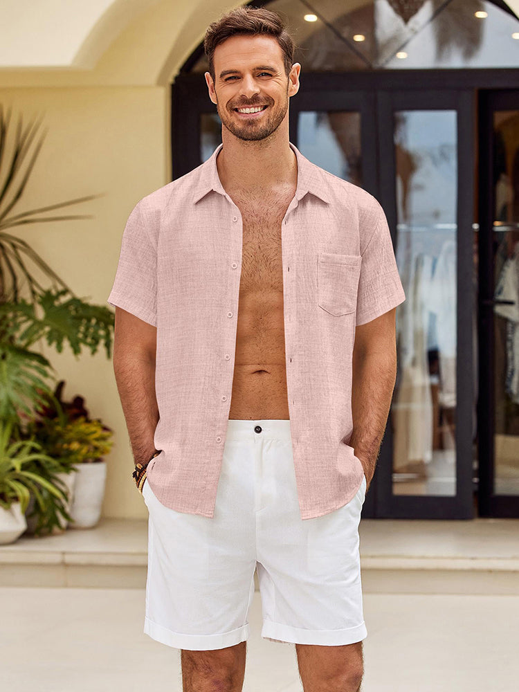 Camisa texturizada de manga corta con botones