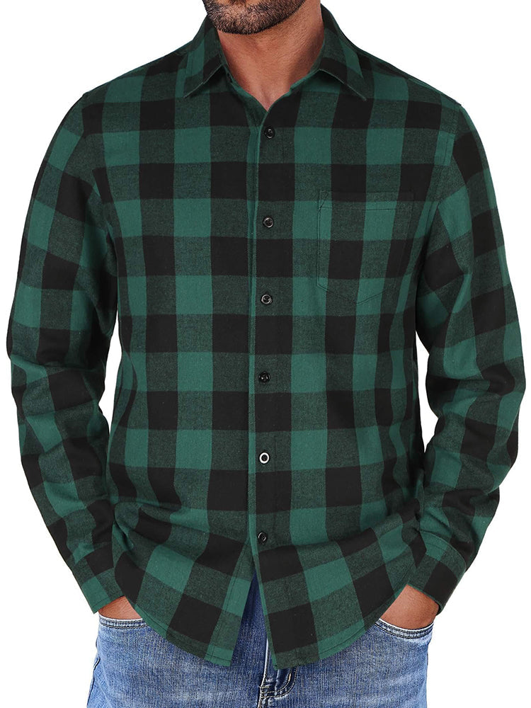 Camisa de franela a cuadros de botones