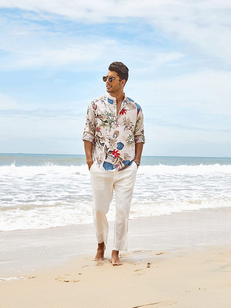 Camisa henley de algodón y cáñamo
