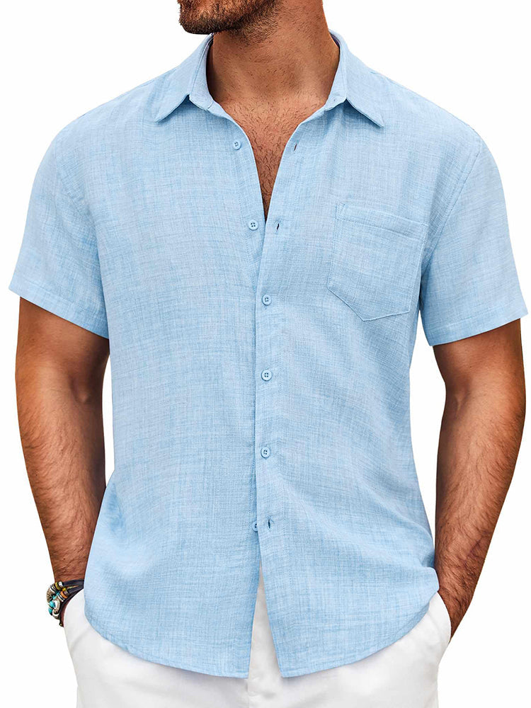 Camisa texturizada de manga corta con botones