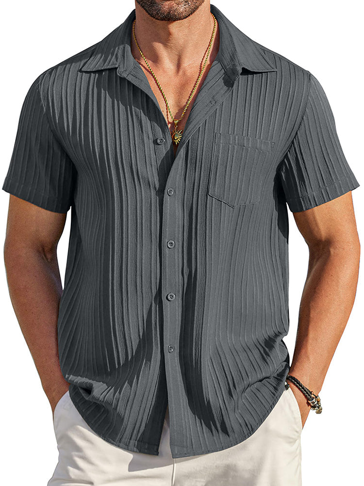 Camisa texturizada de botones casual