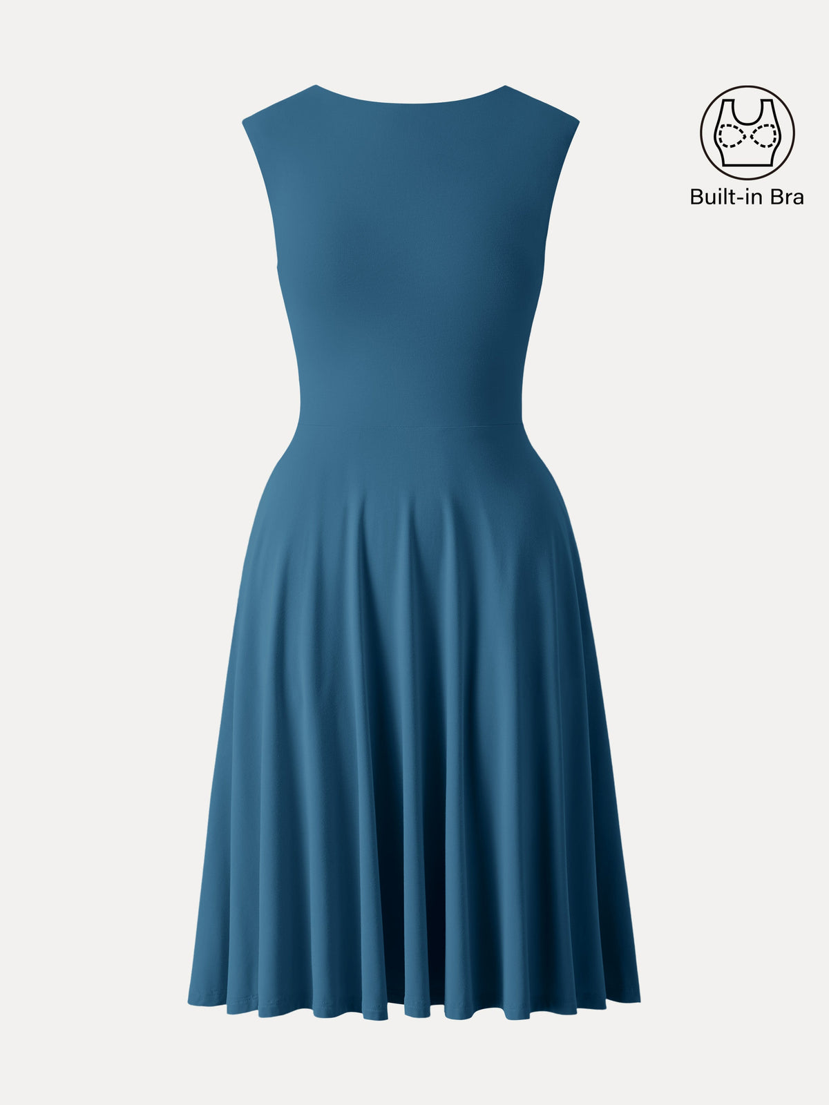 Vestido brami mini de cuello barco y hombros anchos con bolsillos