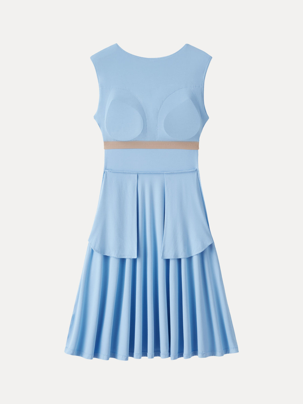 Vestido brami mini de cuello barco y hombros anchos con bolsillos