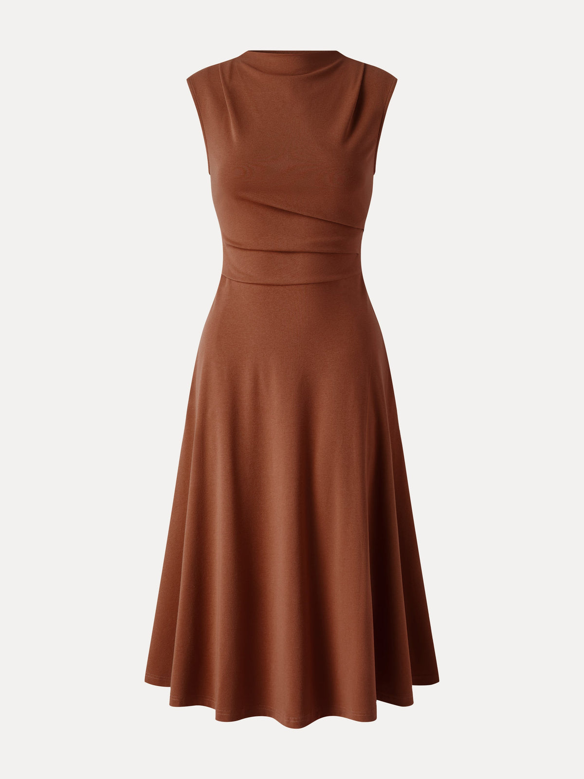 Vestido midi de cuello alto sin mangas con pinzas