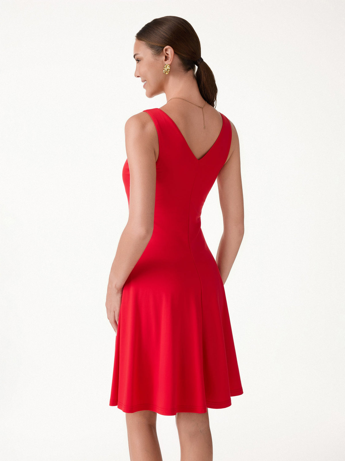 Vestido brami mini de cuello en V para viaje con bolsillos