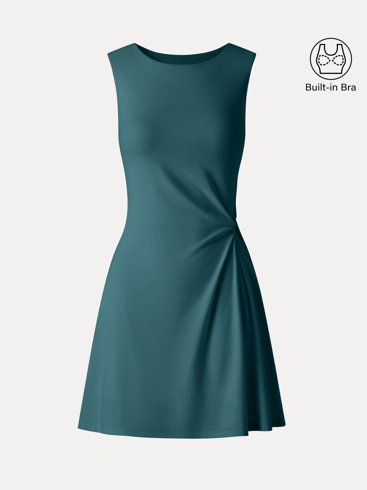 Vestido brami mini de cuello redondo canalé con torsión lateral