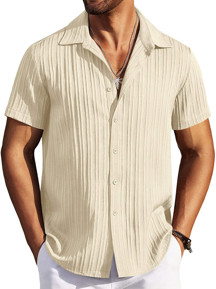 Camisa texturizada de playa de manga corta