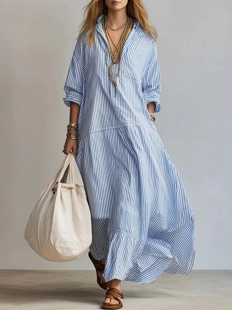 Vestido maxi Harper de rayas y lino