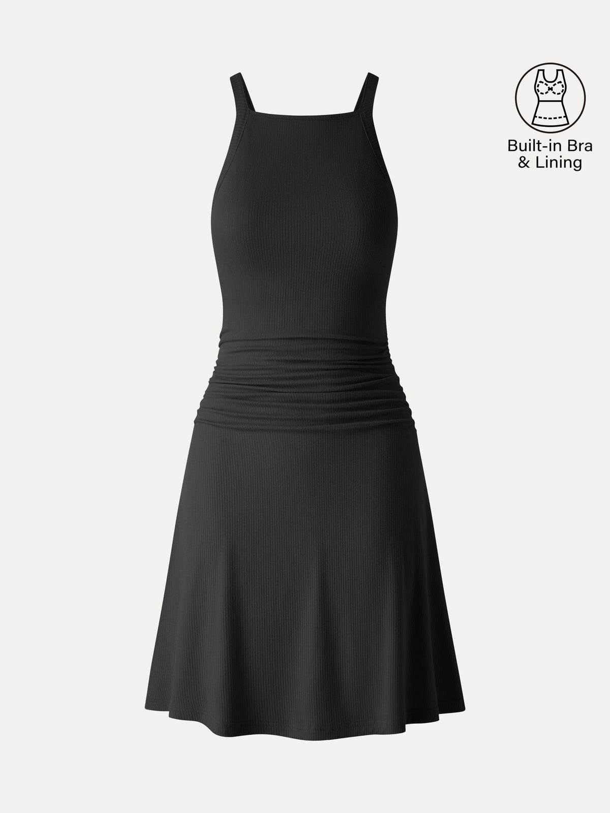 Vestido brami mini de cuello cuadrado fruncido, tacto fresco