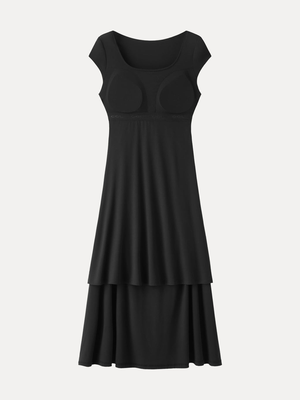 Vestido brami midi de cuello cuadrado fruncido con mangas casquillo