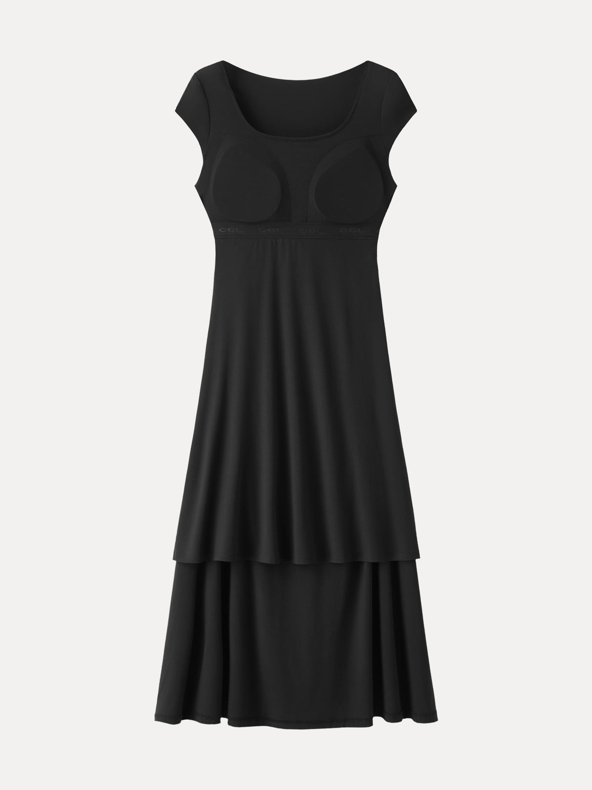 Vestido brami midi de cuello cuadrado fruncido con mangas casquillo