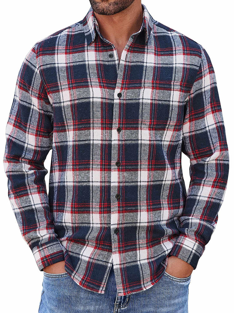 Camisa de franela a cuadros de botones