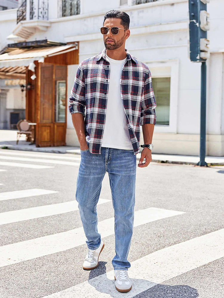 Camisa de franela a cuadros de botones