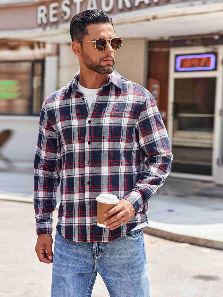 Camisa de franela a cuadros de botones